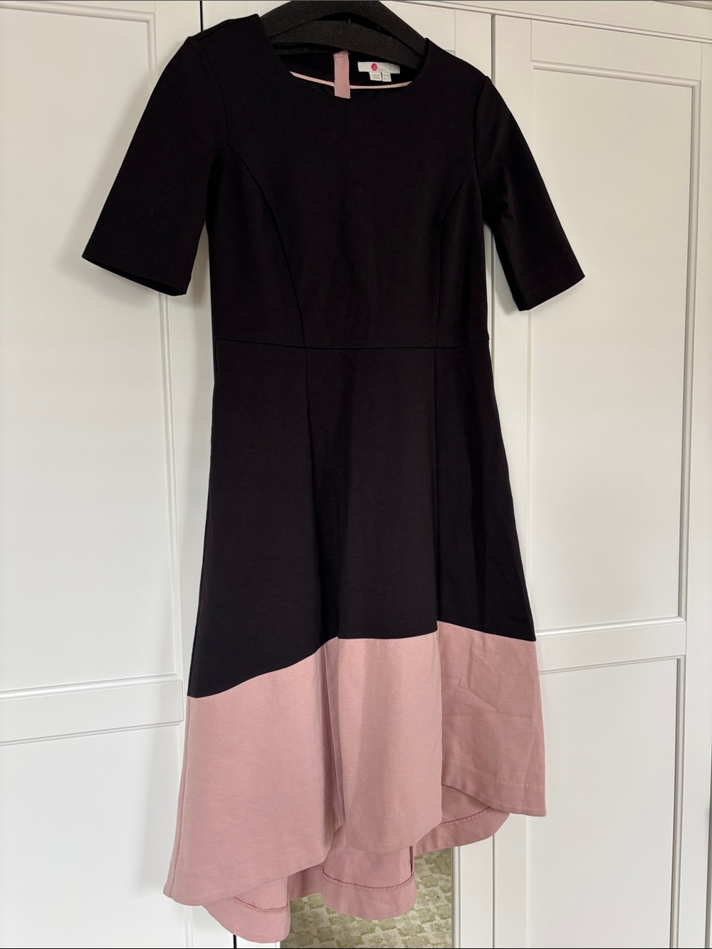 Boden Black and Blush High-Low A-Line Dress 6P